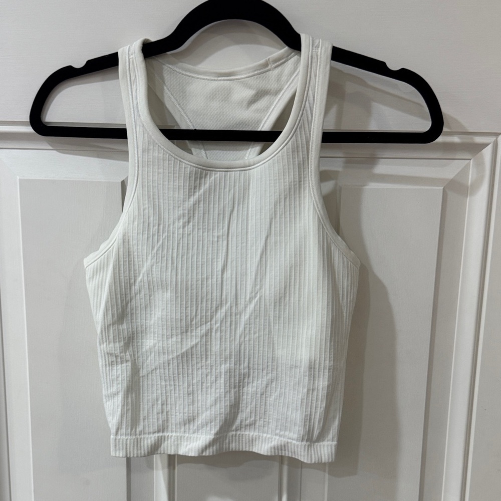 Lululemon Ebb to Street White Ribbed Racerback Tank Top - Women